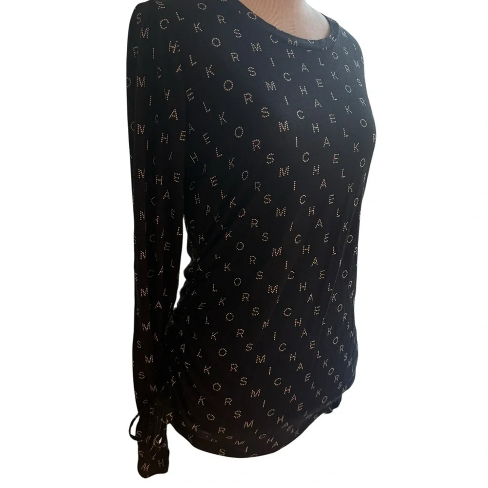 Michael Kors Black Ruched Long Sleeve Blouse